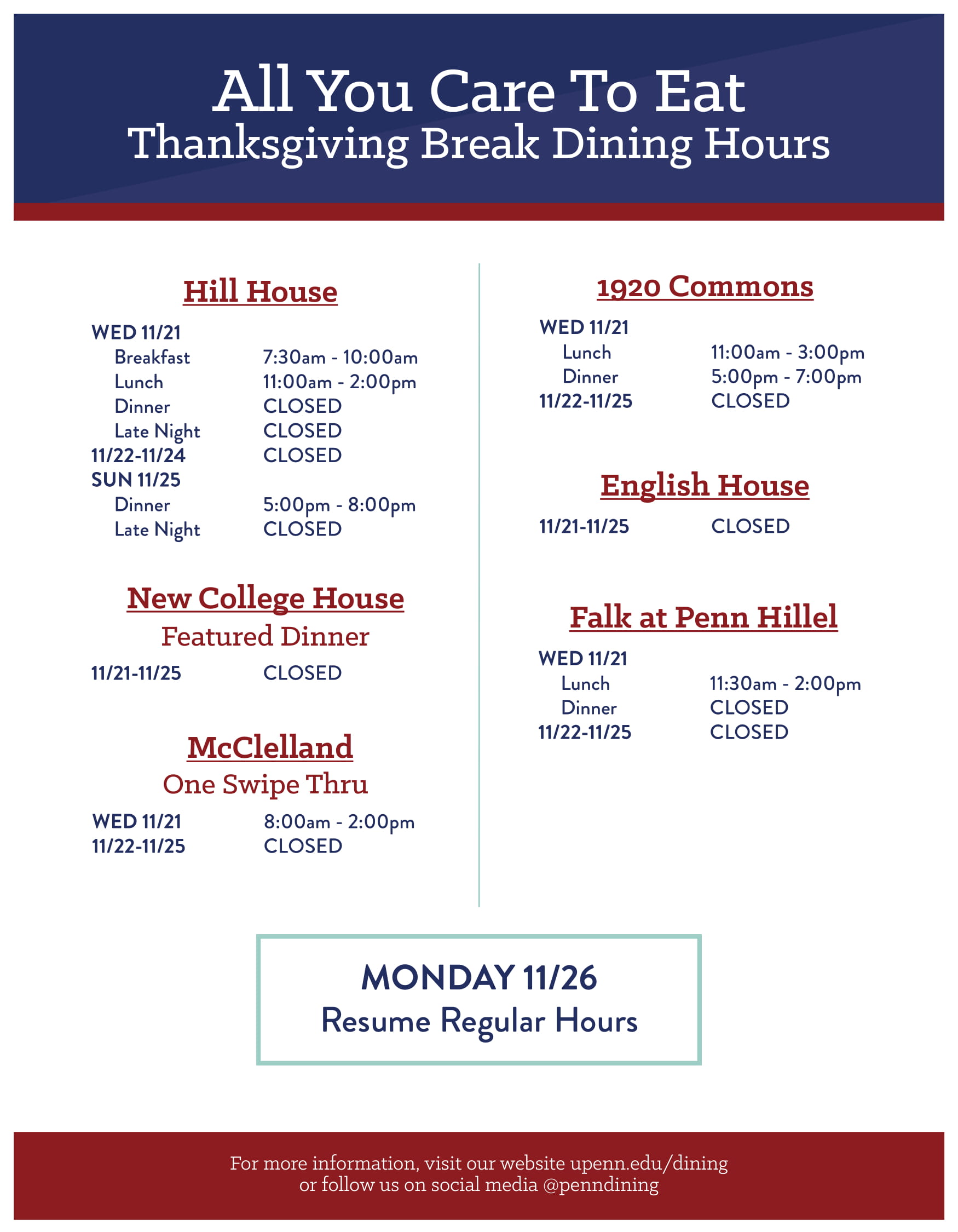 dining hall hours        <h3 class=